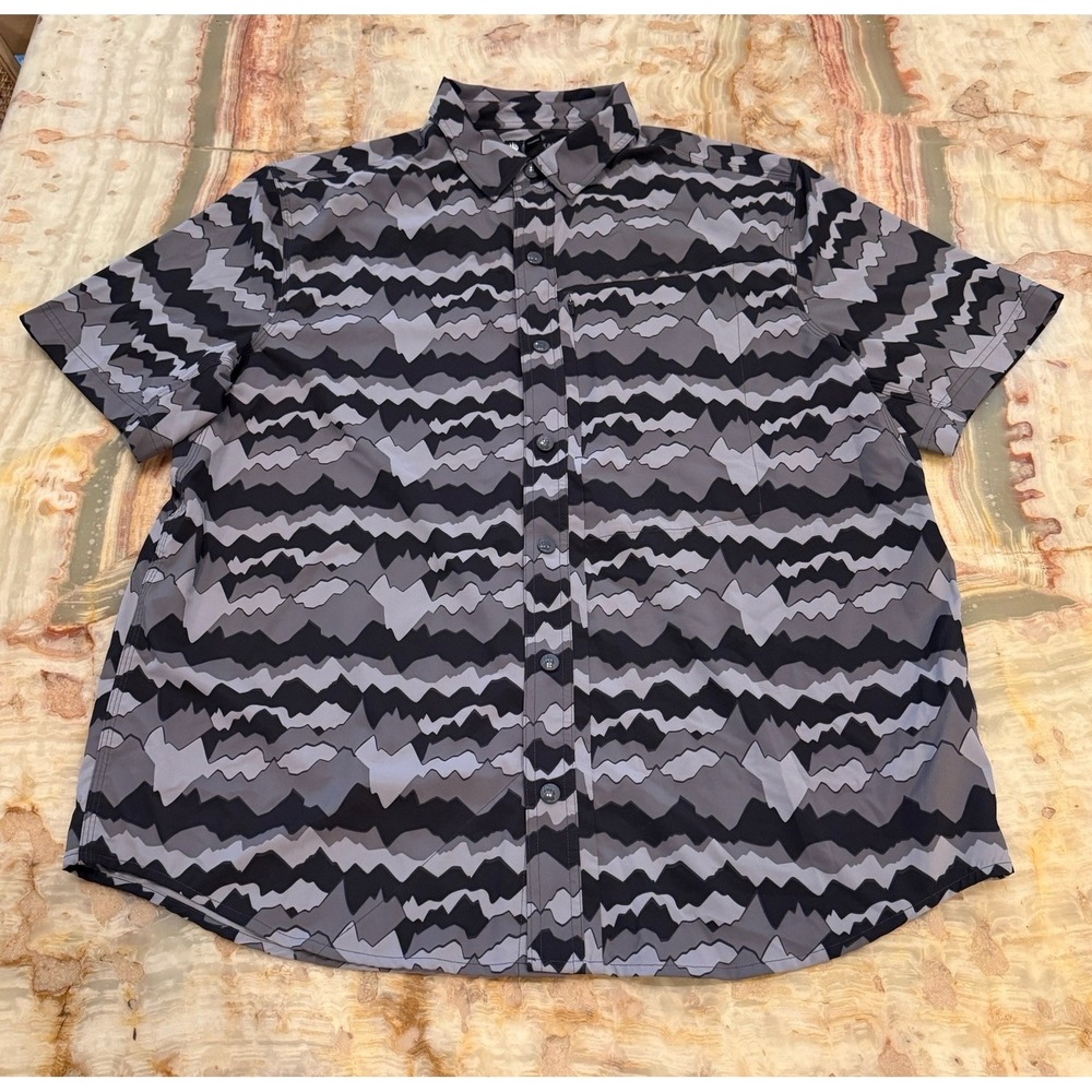 Alaskan Hardgear Button Down‎ Shirt Gray Black Pattern Men's XL
